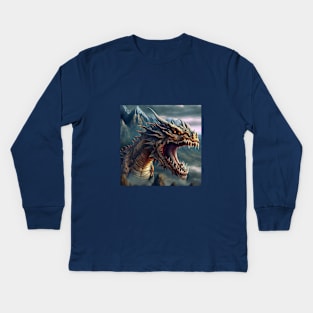 Dragon Red Eyes Sharp Teeth Kids Long Sleeve T-Shirt